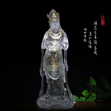 32cm 古法琉璃鎏金观音菩萨不肯去观音菩萨像做工好面相好琉璃像