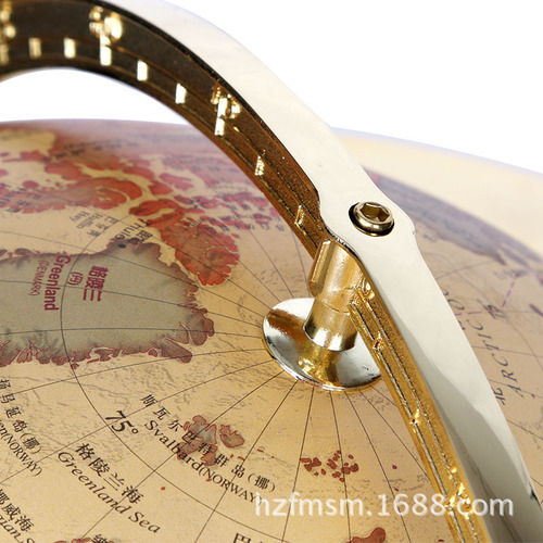 Gold Ball Swivel Rotating Globe Large 3D High Definition Gold Tripod Retro Home Decor with Compass