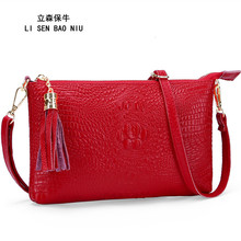 鳄鱼纹女士单肩包包流苏晚宴包手机包横款真皮斜挎包工厂批发时尚