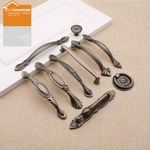 锌合金门把手中古风抽屉衣柜门把手法式古铜色拉手橱柜单孔小拉手