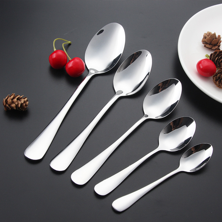 Stainless Steel 1010 Pointed Round Children's Eating Hotel Coffee Dessert Soup Tableware Spoon_voghion.com