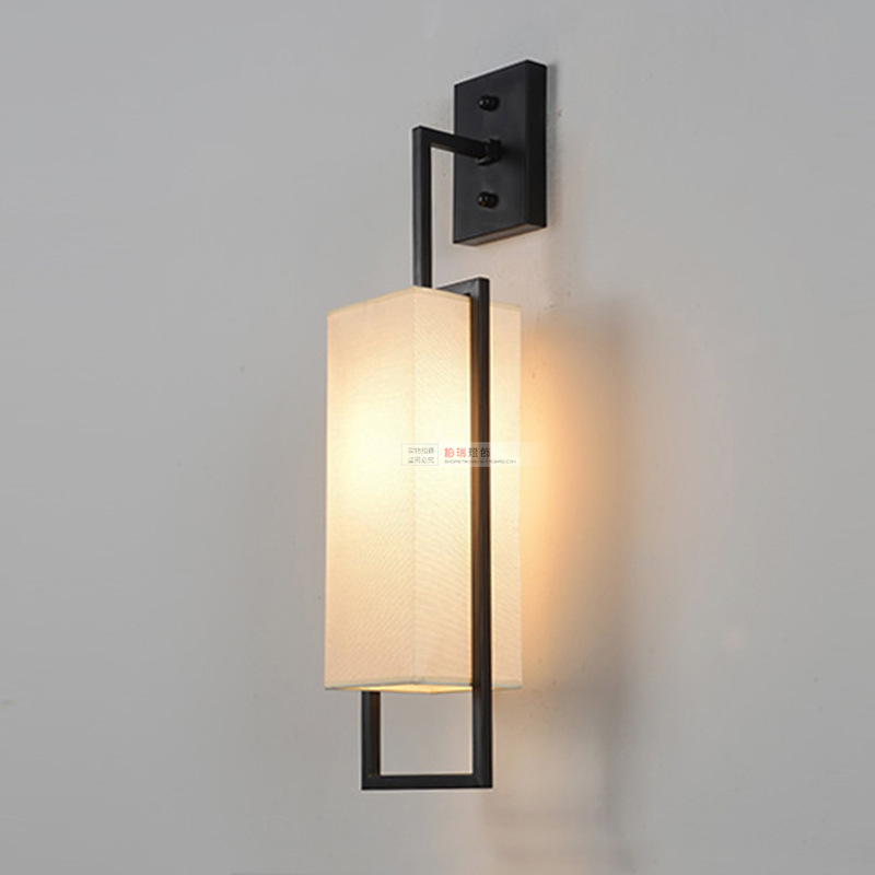 新中式壁灯客厅灯卧室床头灯现代中国风宾馆酒店客房布艺室内暖光