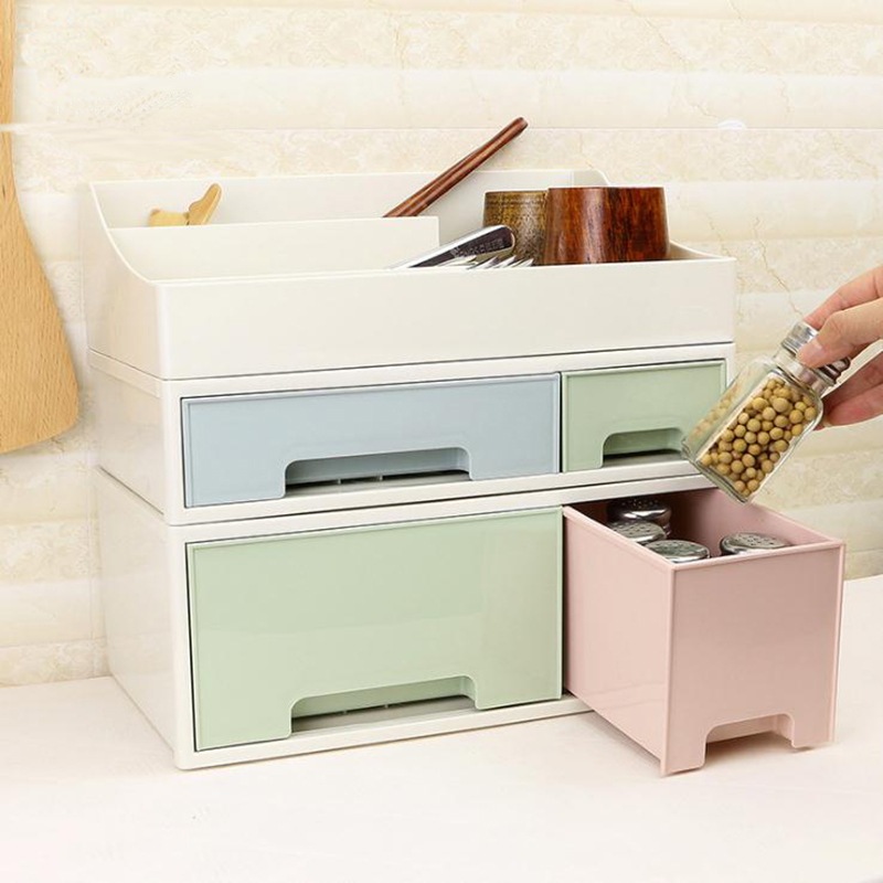 A112 Gran compartimento apilable organizador caja de cosméticos caja de almacenamiento de escritorio gabinete de almacenamiento de combinación de tipo cajón