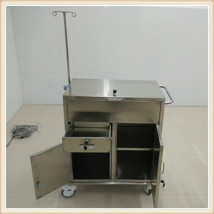 不锈钢急救车 304不锈钢抢救车手术室器械台麻醉车推车厂家