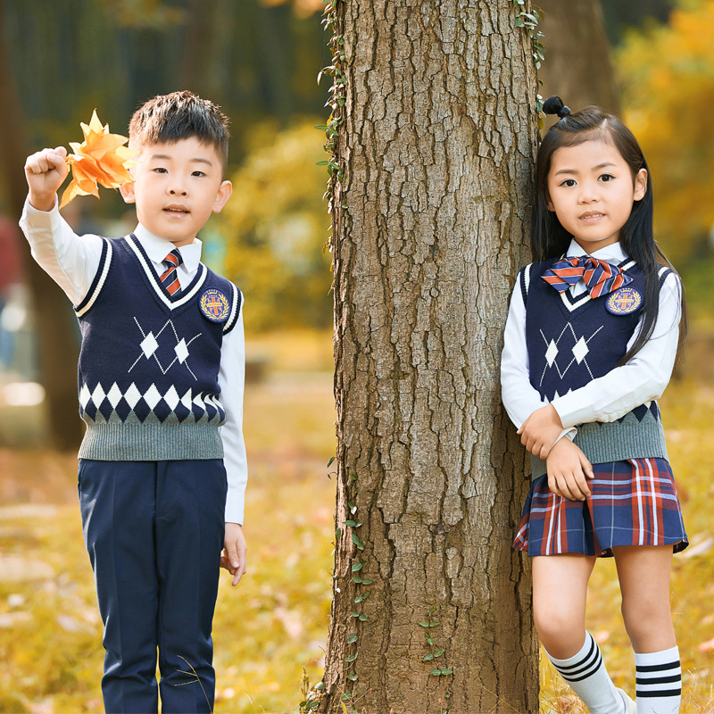 Día de Año Nuevo niños y niñas de Kindergarten uniforme escolar uniforme de clase infantil coro británico rendimiento traje de estudiante de escuela primaria
