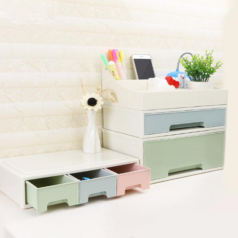 A112 Gran compartimento apilable organizador caja de cosméticos caja de almacenamiento de escritorio gabinete de almacenamiento de combinación de tipo cajón