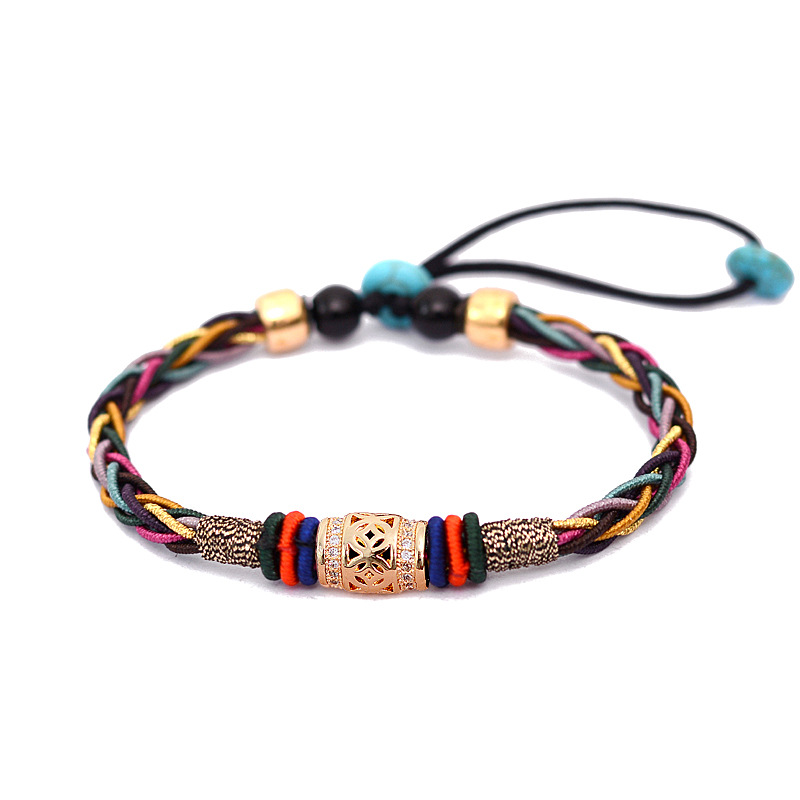 Dragón nudo pulsera tejida a mano femenina cuerda de seguridad de ocho hilos pulsera de estilo étnico pulsera S033 fábrica directa al por mayor