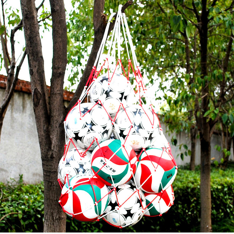 Big net bag ball bag basketball bag football bag lengthened thick rope bag ball net bag can hold 12 balls Big net bag ball bag basketball bag football bag lengthened thick rope bag ball net bag can hold 12 balls