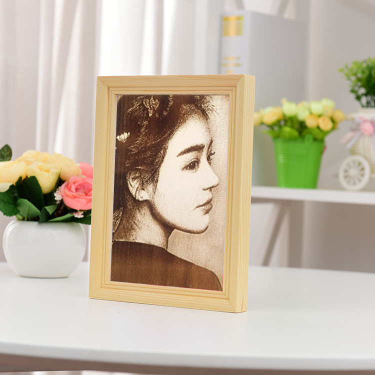 Micro-Carving Woodcut Painting Manufacturer Direct Supply Blank Woodcut Painting Photo Frame Wholesale Birthday Gift Wooden Board Mounting Solid Wood Photo Frame