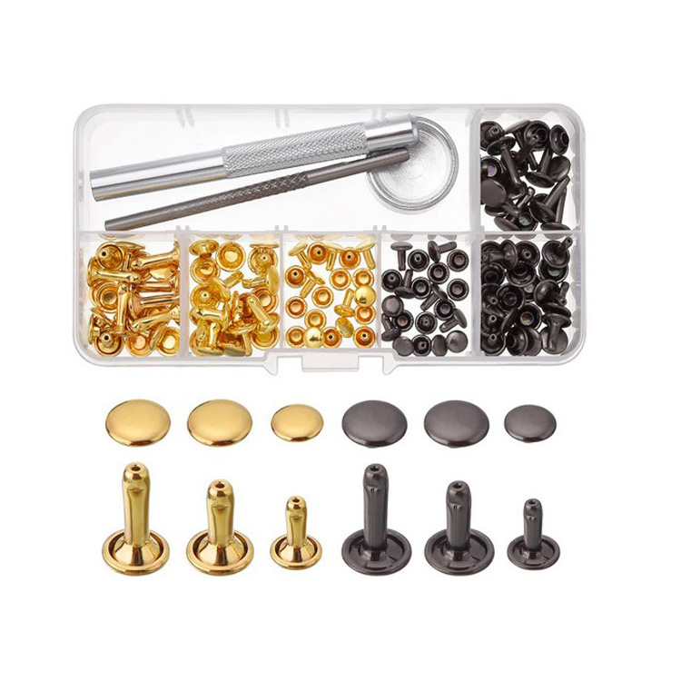 6mm8mm单双面铆钉+安装工具 皮革帽撞钉柳钉纽扣批发跨境热销款