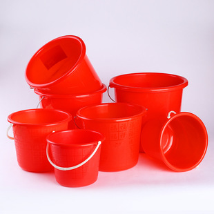 Plastic Bucket Wholesale Household Plastic Bucket Thickened Plastic Red Bucket Portable Bucket logo Printing Bucket