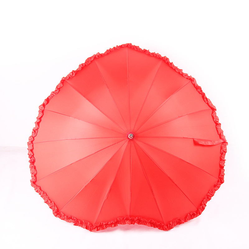 雨伞厂家批发大红婚庆伞创意韩国公主伞16骨心形伞花边爱心新娘伞