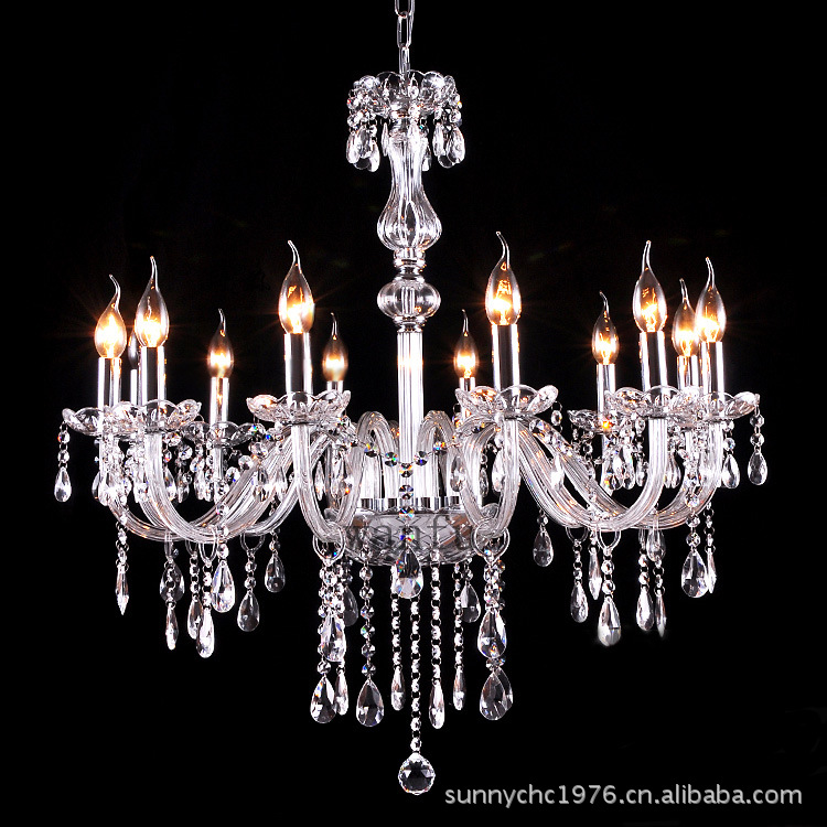Lámpara de cristal blanco de 12 cabezas lámpara de vela de jade blanco adecuada para sala de estar grande Sala de exposiciones vestíbulo del hotel lámpara de sala de ingeniería