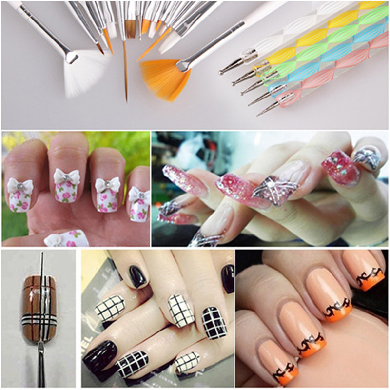 Cepillo de uñas 20 piezas 20 piezas conjunto pintado Punto de fototerapia taladro PEN 15 piezas blanco varilla + 5 piezas espiral varilla punto taladro pluma