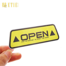 OPEN反光警示车用开门安全装饰贴汽车贴纸 车门开启提示防撞贴