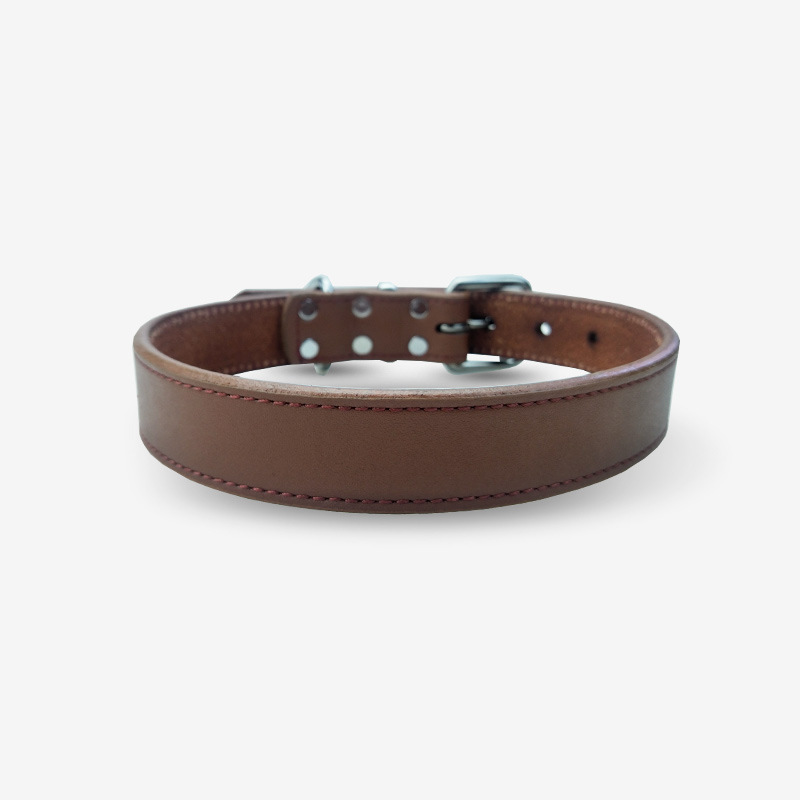 Collar para mascotas, collar de piel de vaca, adecuado para perros pequeños, medianos y grandes. Collar ajustable de piel suave, robusto y duradero.