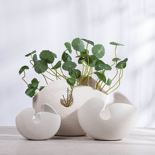 Nordic style ceramic vase creative Nordic modern white eggshell flower arrangement crafts decorative ornaments manufacturer wholesale