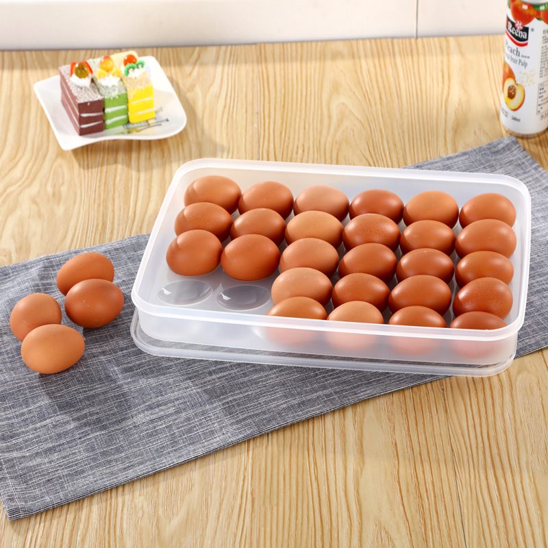 Caja de Huevos de Plástico para Refrigerador, Dividida en 30 Compartimentos, Sellada, para Conservar la Frescura, Transparente, Cuadrada, con Tapa, Anhui-Mongolia