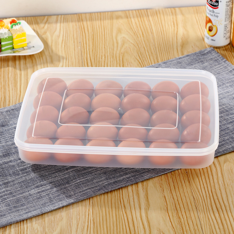Caja de Huevos de Plástico para Refrigerador, Dividida en 30 Compartimentos, Sellada, para Conservar la Frescura, Transparente, Cuadrada, con Tapa, Anhui-Mongolia