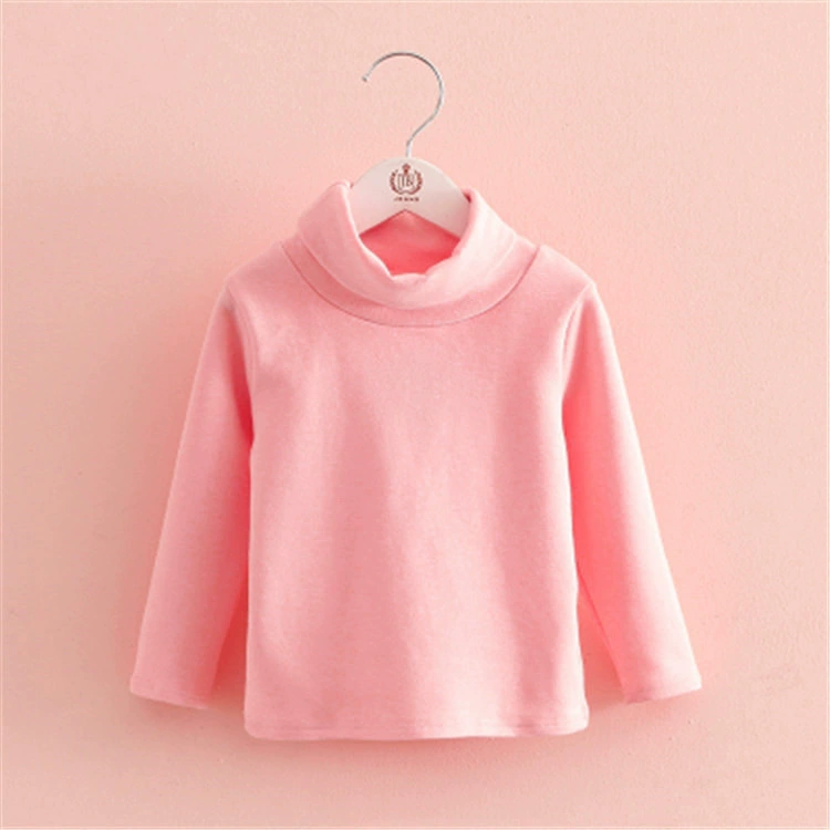 Children's Demi-Season T‑Shirt, Body‑Friendly Cotton, Long Sleeve, High Collar, Korean Style