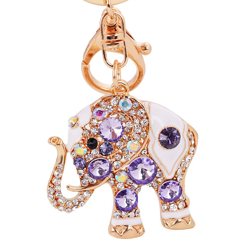 Isiya alloy key chain oil dripping diamond elephant car key chain bag pendant small gift wholesale