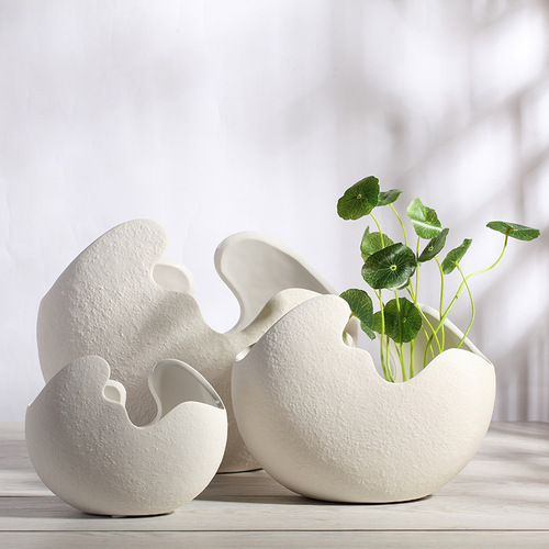 Nordic style ceramic vase creative Nordic modern white eggshell flower arrangement crafts decorative ornaments manufacturer wholesale