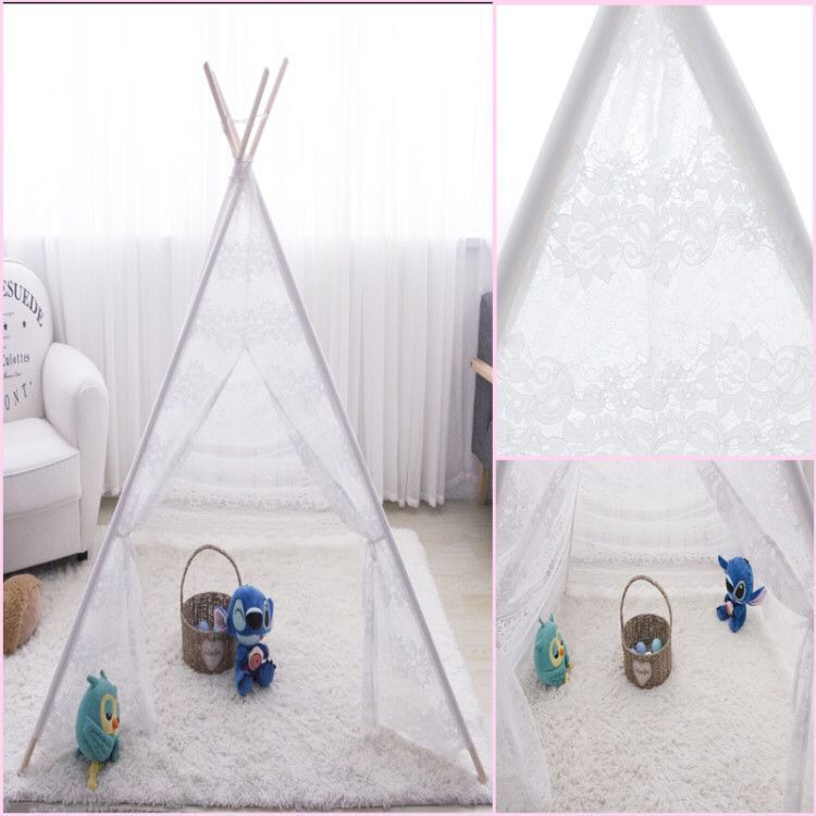 男女童游戏屋印第安帐篷婴儿玩具屋公主房纯白蕾丝室内儿童帐篷