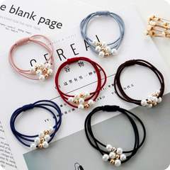 Korean Creative Elastic Hair Ties, Stylish and Versatile Pearl Beaded Multi-layer Hair Bands with High Elastic Rubber Bands for Tying Hair