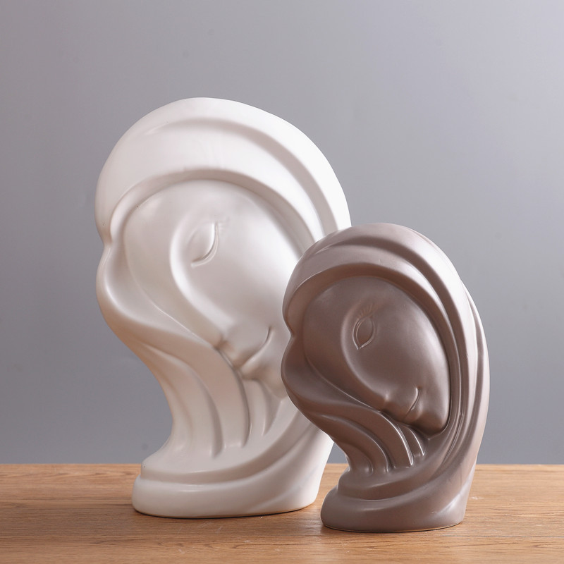 Salón decoración nórdico gris blanco cabeza retrato cerámica florero modelo comedor Mesa TV gabinete suave Decoración Accesorios Para el hogar al por mayor