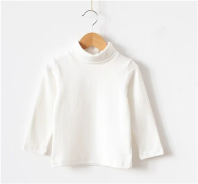 Children's Demi-Season T‑Shirt, Body‑Friendly Cotton, Long Sleeve, High Collar, Korean Style