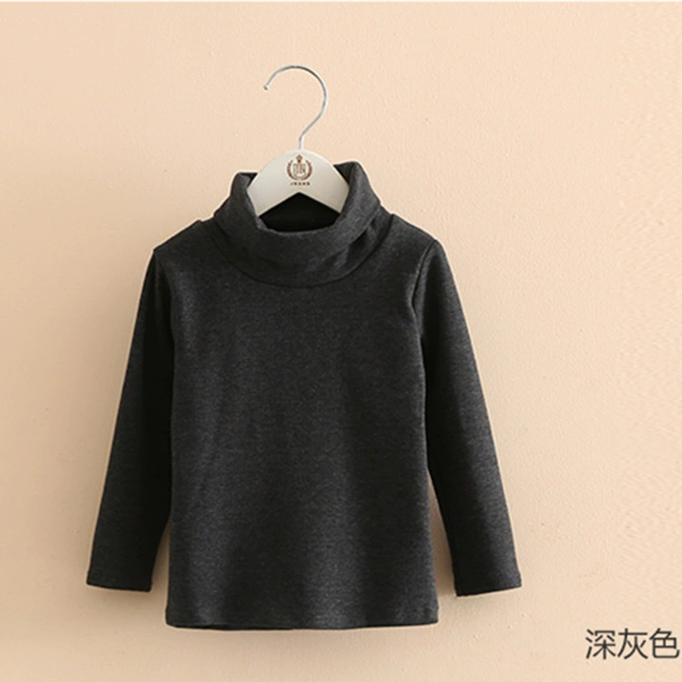 Children's Demi-Season T‑Shirt, Body‑Friendly Cotton, Long Sleeve, High Collar, Korean Style