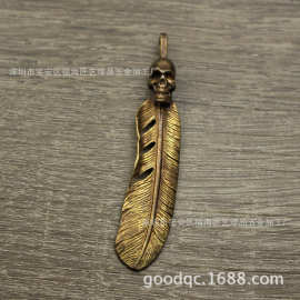 新款黄铜吾郎羽毛项链吊坠时尚潮品服饰皮具箱包挂件配饰批发