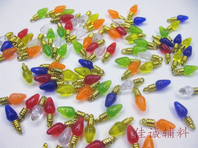 Plástico colorido galvanoplastia bombilla grano Navidad vacaciones decoración pequeña lámpara DIY accesorios 0,6*1,7 cm