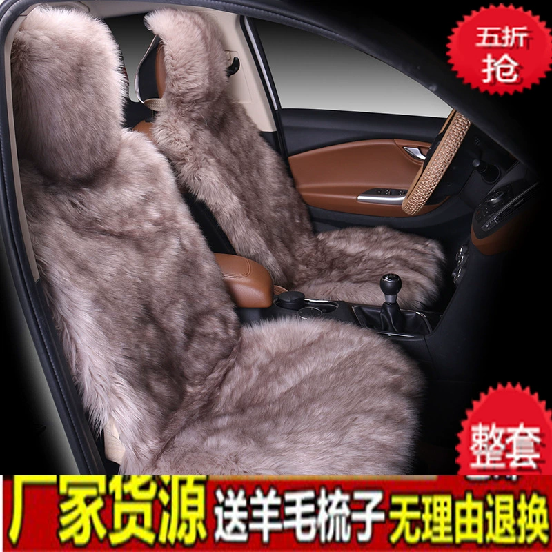 Plush car seat cover, full‑back faux‑fur winter seat cushion, universal fit