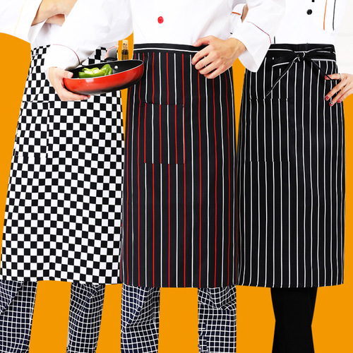 A half-length chef's apron with a neck tie, for hotel coffee shop and restaurant waiters, custom-made and drop-shipped one piece