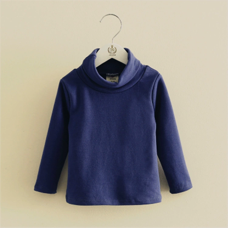 Children's Demi-Season T‑Shirt, Body‑Friendly Cotton, Long Sleeve, High Collar, Korean Style