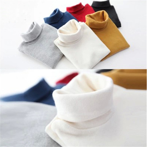 2025 Autumn/Winter Children's Top for Girls: High Neck Cotton T-Shirt for Toddlers and Young Children, Long-Sleeved Baby Apparel