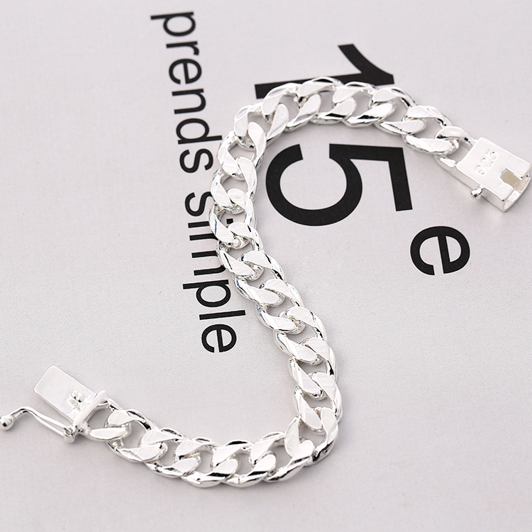 Joias de prata elegantes e requintadas, pulseira de fivela lateral personalizada de alta qualidade para homens_voghion.com