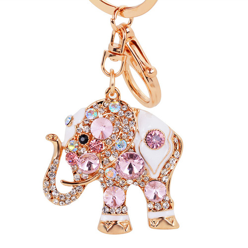 Isiya alloy key chain oil dripping diamond elephant car key chain bag pendant small gift wholesale