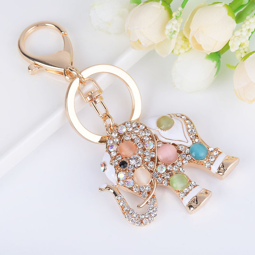 Isiya alloy key chain oil dripping diamond elephant car key chain bag pendant small gift wholesale