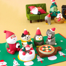 Zakka可爱手工摆件日式圣诞节桌面萌粒树脂小摆件圣诞老人微景观