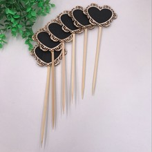 立式花边爱心留言小黑板 迷你黑板造型插枝 木质留言板价格签