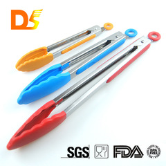 Amazon Hot Selling BBQ Barbecue Clamps 7-inch 9-inch 12-inch Set Stainless Steel Silicone Food Clamps Food Clamps