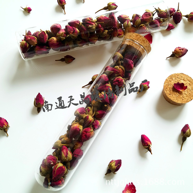 花茶木塞玻璃试管 40*200高硼硅玻璃试管瓶 透明圆底加厚耐温