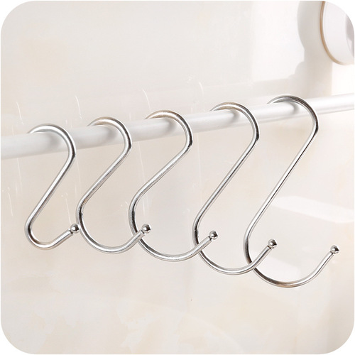 Stainless steel metal S-shaped door back hook kitchen bathroom wall hanging seamless nail-free S hook coat hanger hook coat hook