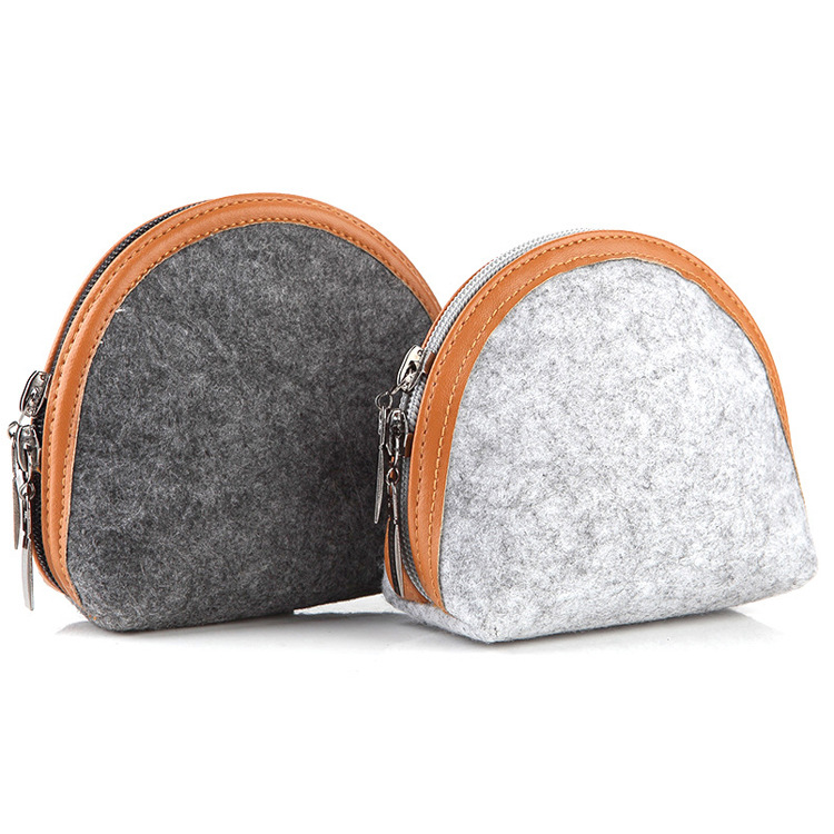 毛毡电源包简约便携毛毡手拿饺子包双向拉链收纳充电器数据线