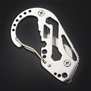 Portable EDC tool outdoor multi-eye carabiner multifunctional stainless steel mini keychain