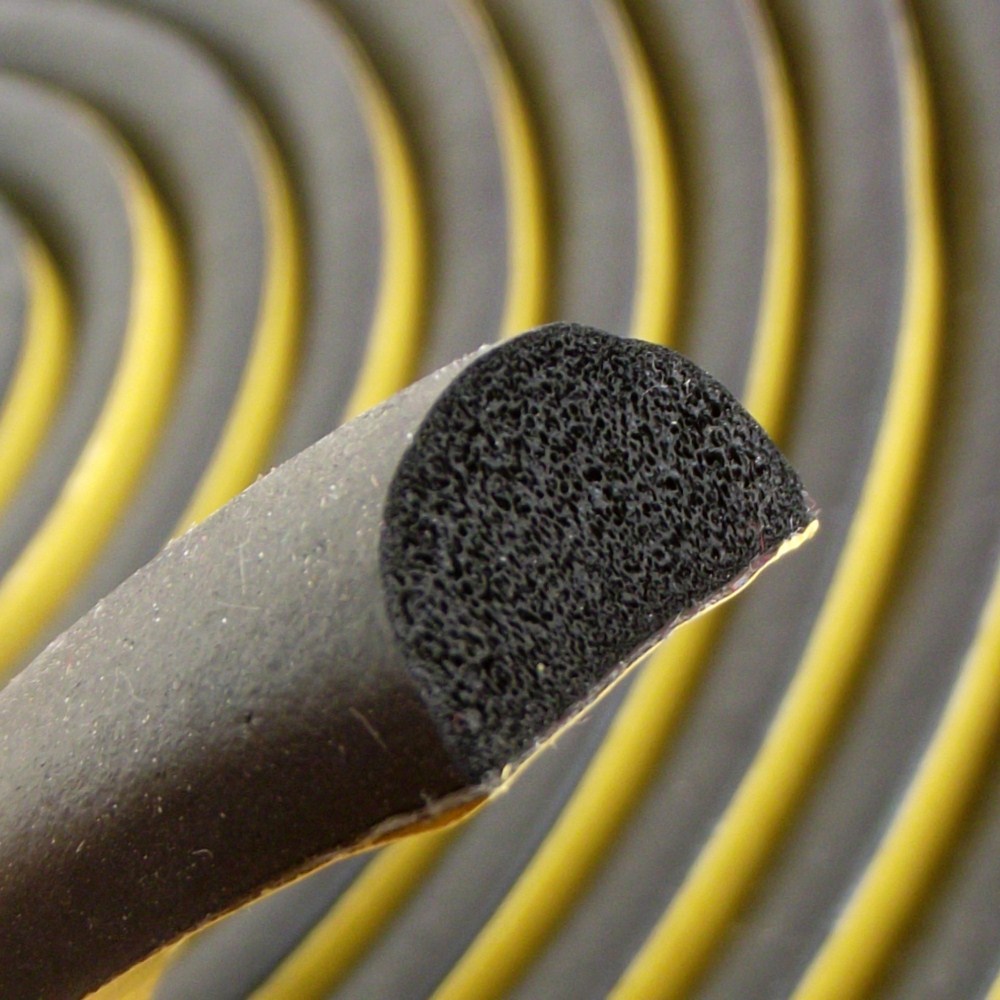 10x5mm半圆EPDM发泡条矩形海绵条 黑色自粘橡胶条配电箱柜密封条