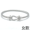 Trend bracelet, steel wire stainless steel, European style, micro incrustation