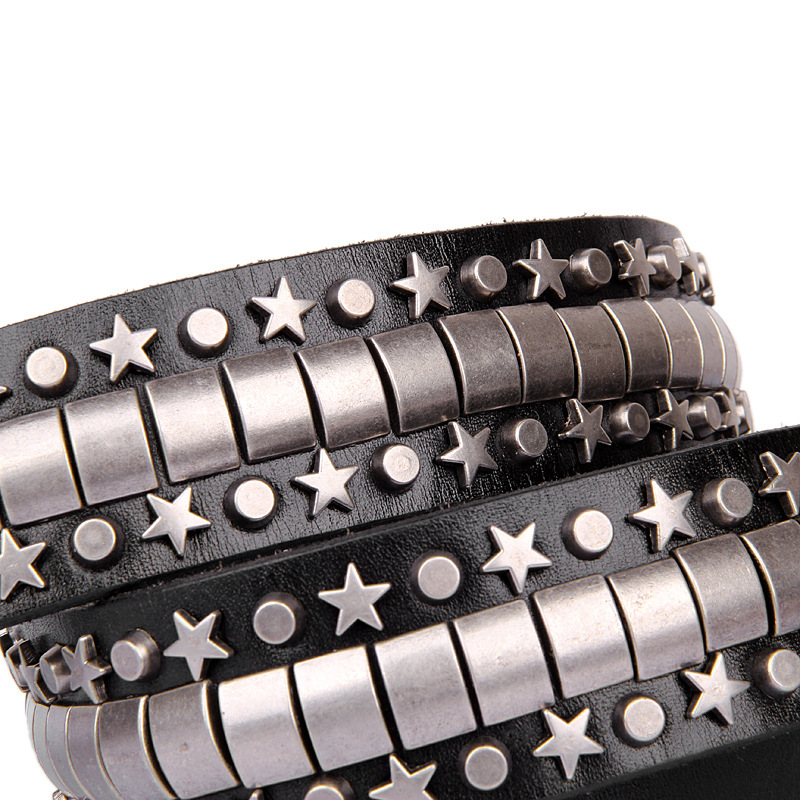 Leather belt, punk style, cowhide